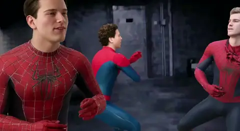 Tobey, Andrew and Tom 2v1 #spiderman — meme template